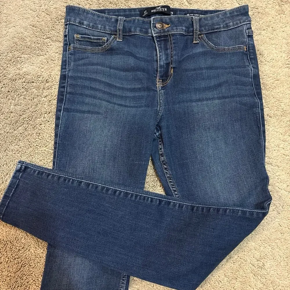 Hollister Mid Rise Super Skinny Jeans, dark wash, Women’s size 29 - Picture 2 of 5